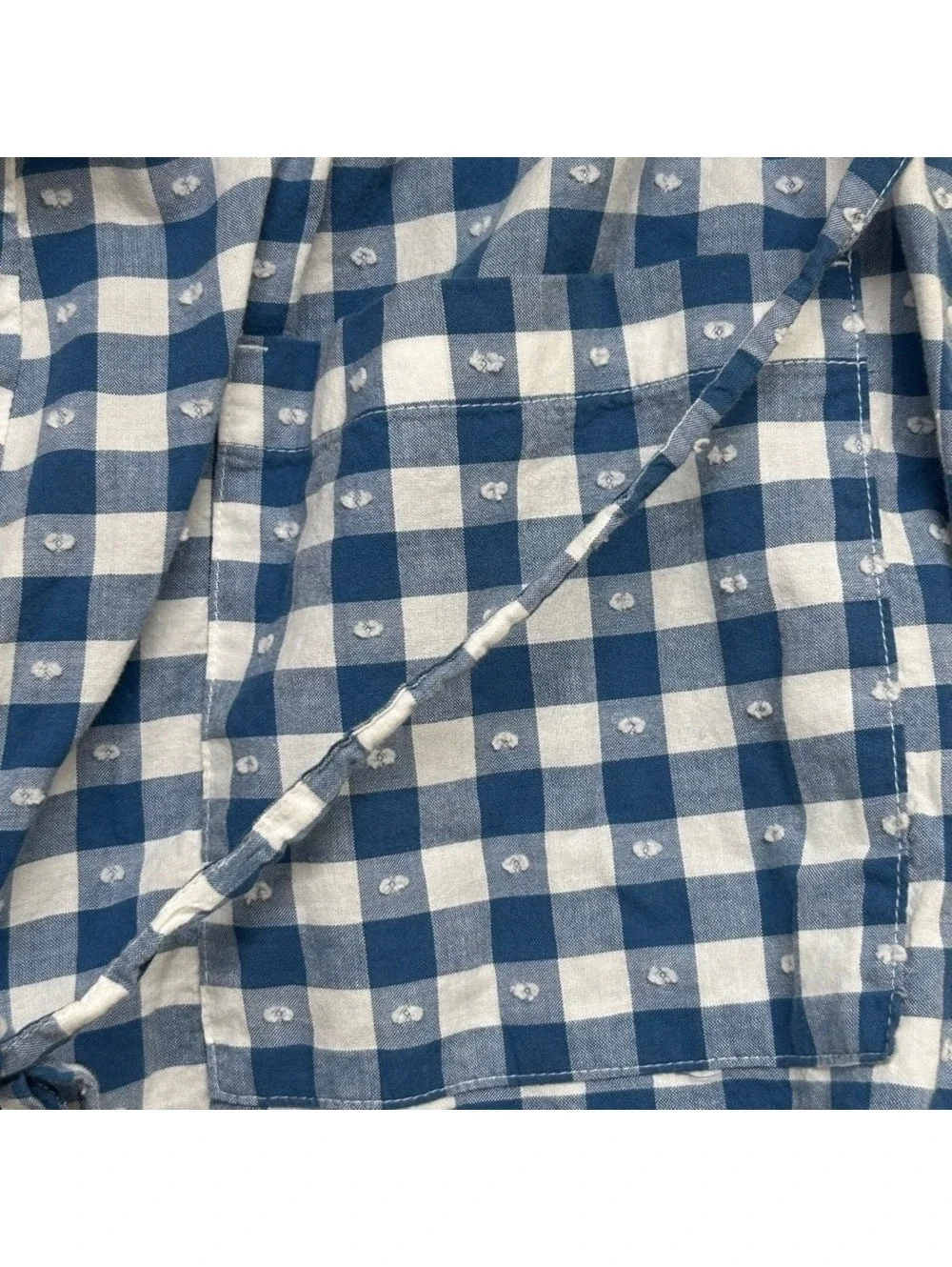 Lauren Conrad Women's Blue Gingham Swiss Dot Paperbag Waist Comfy Shorts Size L